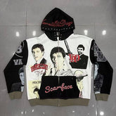 VARE All Day Streetwear Vintage Graphic Zip-Up Hoodie