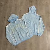 Rough Play Rhinestone Zip Hoodie Light Blue