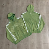 Rough Play Rhinestone Zip Hoodie Sage Green