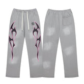 Y2K Street Elastic Drawstring Waist Wide‑Leg Graphic Casual Sweatpants