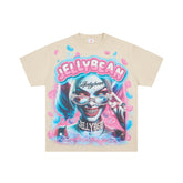 Jellybean Harley-Inspired Graphic Tee | Beige Pink Print