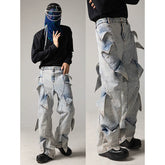 DND4DES deconstructs washed denim jeans with a sense of niche design, retro snow flower washing technology, youth trend pants