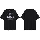 DND4DES American Newvintage parody with split Nair print short wide round neck t-shirt