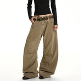 A PUEE Retro Deconstructed Wrinkle Washed Outdated Curved Knife Jeans Loose Straight Tube Micro Pull High End Long Pants