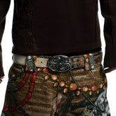 DND4DES Wang Sulong's same retro honeysuckle pattern brown horsehair heavy industry top layer cowhide leather belt waist belt