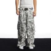 DND4DES American street hip-hop camouflage commuting wide leg pants with multiple pockets straight leg casual linen pants