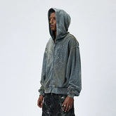 DND4DES American washed hooded sweatshirt, Wang Yiheng's same style, made of old mud dyed cotton loose jacket