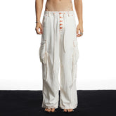 DND4DES cleanfit linen breathable and skin friendly commuting wide leg pants with multiple pockets and a hanging feel straight leg pants