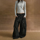 A PUEE vintage vintage multi pocket silhouette curved knife work pants baggy wide leg loose casual pants