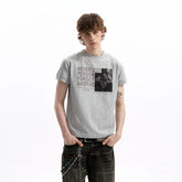 A PUEE American retro vintage vintage figure print short sleeved T-shirt boxy version shoulder short top
