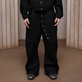 DND4DES American retro design, curved long breasted baggy silhouette, curved knife wool blend sweatpants, long pants