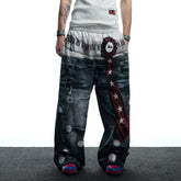 DND4DES original American polka dot 3D printed tie casual design baggy silhouette casual knitted pants