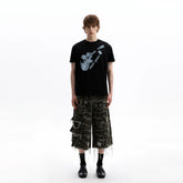 A PUEE American retro boxy version shoulder short sleeved T-shirt clean fit silhouette short versatile top summer