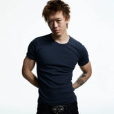 DND4DES American Street Hip Hop Rap Elastic Basic Tight Fit Thread T-shirt Short Sleeve Base