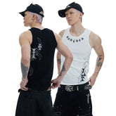 DND4DES Deng Kai Same Style American Street Hip Hop Tight Elastic Honeysuckle Cross Printed Tank Top Multi Color