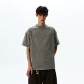 A PUEE American retro clean fit silhouette deconstruction cut to make old short sleeved T-shirt trendy and cool loose top
