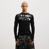 DND4DES dental drill, opium print, elastic slim fit wool blend, bottom layer, long sleeved T-shirt, ninja cuffs