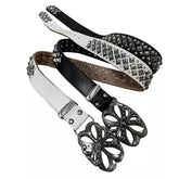 Retro punk style rhinestone leather belt, unisex rivet metal belt
