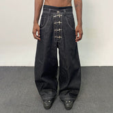 Mu Zhicheng, Wang Yiheng, Same Style DND4DES American Street Dening Original Bull Airplane Buckle Baggy Curved Knife Jeans