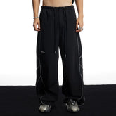 DND4DES American street high-end reflective strip wide leg paratrooper pants commuting black loose sports pants