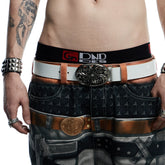 DND4DES Mu Zhicheng's same retro honeysuckle pattern buckle head carved heavy industry head layer cowhide leather belt waist belt