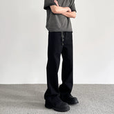 APUEE American High Street Cleanfit Solid Color Black Casual Pants Trendy Straight Tube Look Slim and Micro Pull Vibe Style Pants
