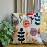 Vibrant Floral Embroidered Throw Pillow Cover