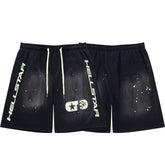 Dark Street‑Style Side Logo Print Drawstring Casual Summer Shorts