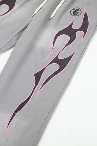 Y2K Street Elastic Drawstring Waist Wide‑Leg Graphic Casual Sweatpants