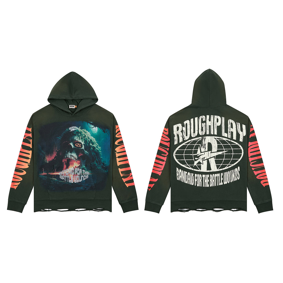Rough Club Vintage Skull Graphic Hoodie