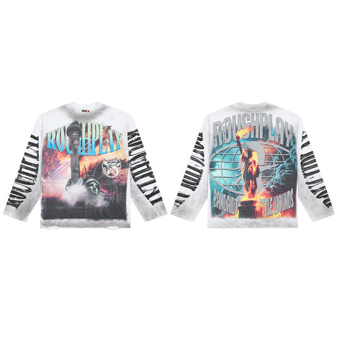 Vintage Statue Graphic Long Sleeve T-Shirt