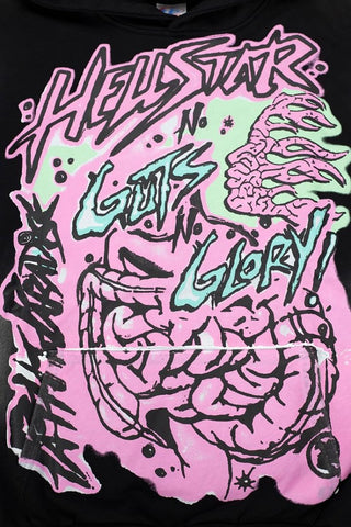 Hellstar Guts N Glory Pink Green Graphic Oversized Hoodie