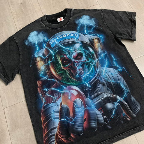 Jellybean Astronaut Skull Graphic Tee | Black Electric Print