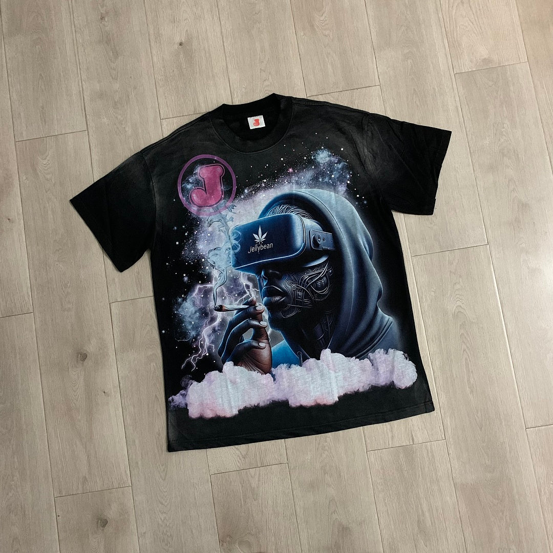 Jellybean VR Hoodie Figure Graphic Tee | Black Space Print