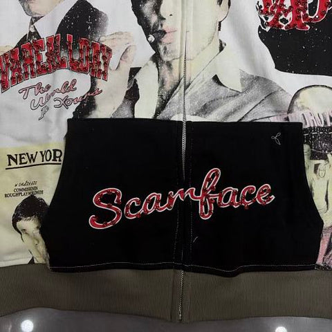 VARE All Day Streetwear Vintage Graphic Zip-Up Hoodie
