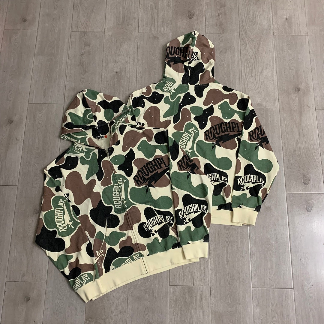 Rough Play Camo Zip Hoodie | Green / Brown