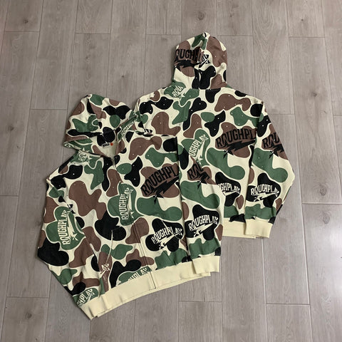 Rough Play Camo Zip Hoodie | Green / Brown