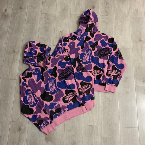 Rough Play Camo Zip Hoodie | Pink / Purple