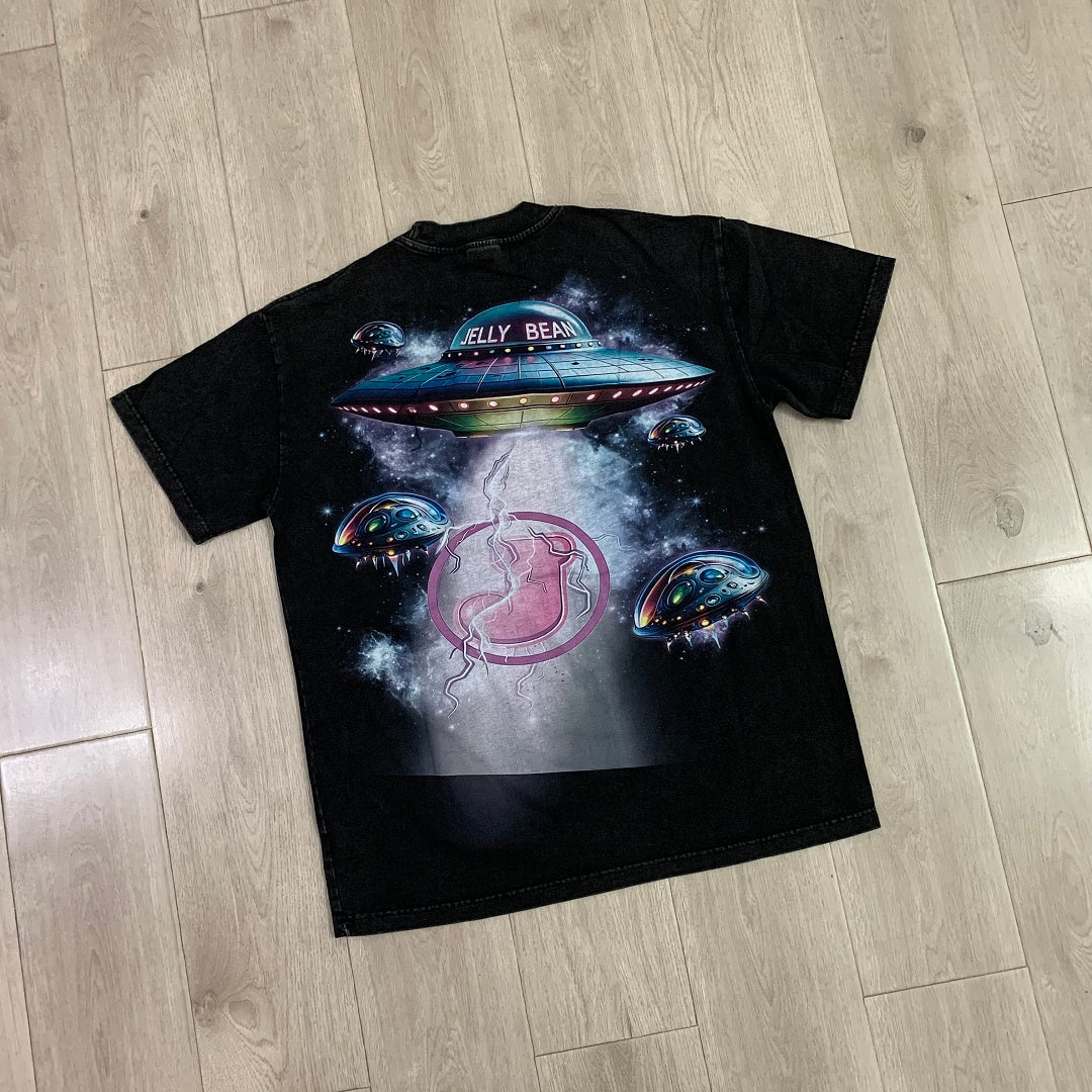 Jellybean Alien VR Graphic Tee | Black Double-Sided Space Print