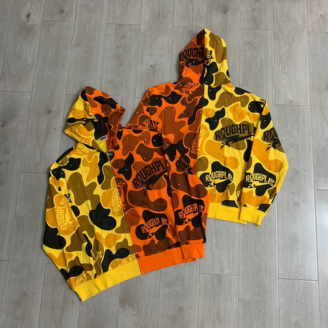 Rough Play Split Camo Zip Hoodie | Yellow / Orange