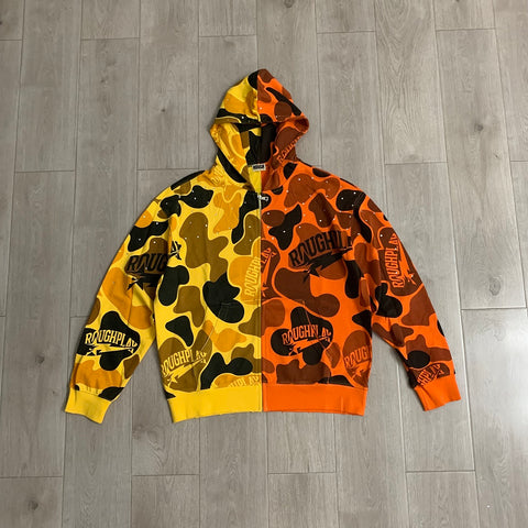 Rough Play Split Camo Zip Hoodie | Yellow / Orange