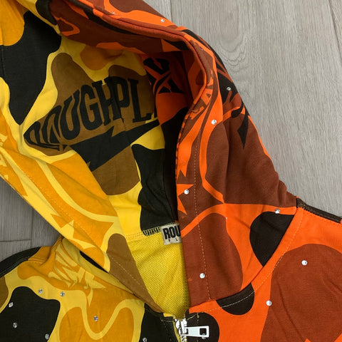 Rough Play Split Camo Zip Hoodie | Yellow / Orange