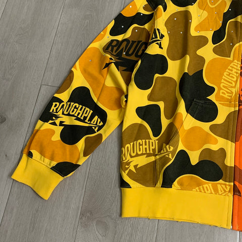 Rough Play Split Camo Zip Hoodie | Yellow / Orange