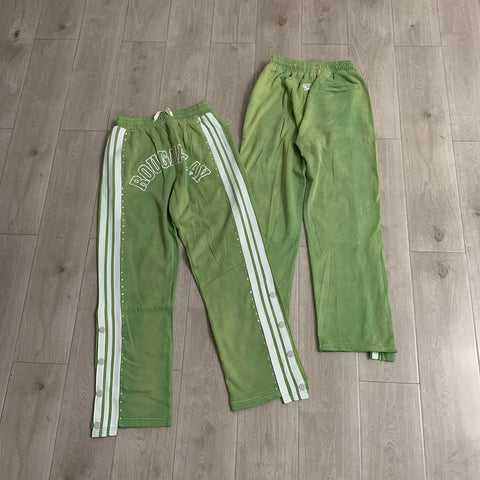 Rough Play Rhinestone Track Pants green