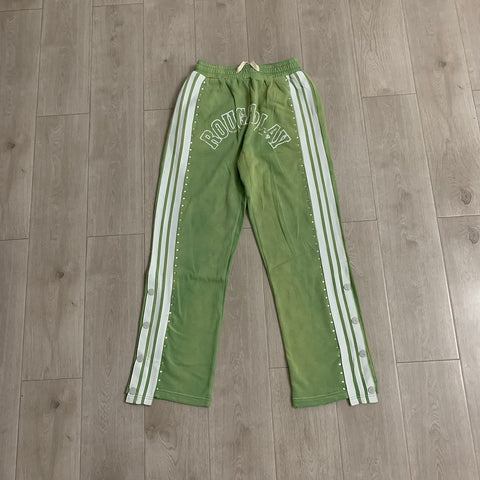 Rough Play Rhinestone Track Pants green