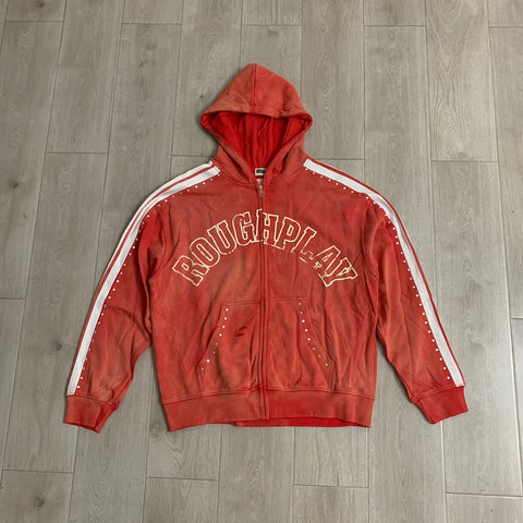 Rough Play Rhinestone Zip Hoodie Red