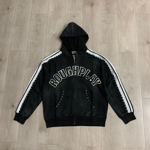 Rough Play Rhinestone Zip Hoodie Black