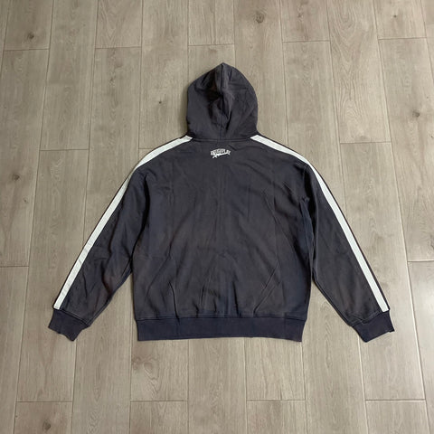Rough Play Rhinestone Zip Hoodie Grey