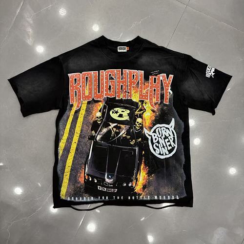 ROUGHFLY Vintage Racing Graphic T-Shirt – Oversized Streetwear Tee