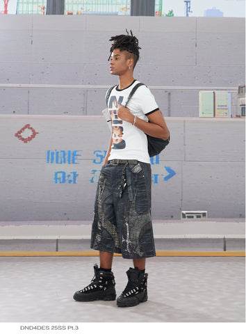DND4DES NERD Punk Graphic Ribbed Slim Fit T-Shirt – Stretch Streetwear Tee